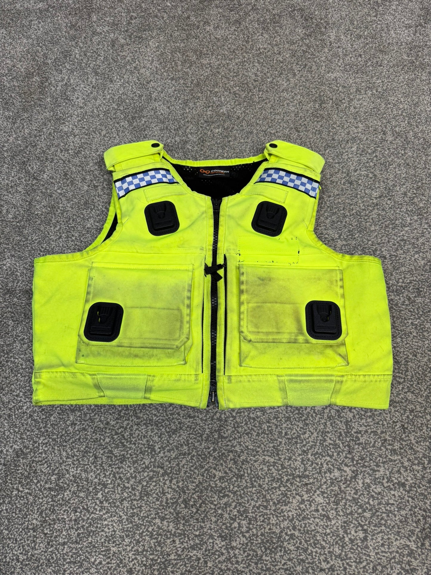 Ex Police Cooneen Hi Vis Body Armour Stab Vest LARGE - Anti Stab & Ballistic HG1A & KR1