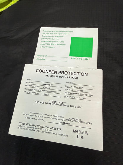 Ex Police Cooneen Hi Vis Body Armour Stab Vest LARGE - Anti Stab & Ballistic HG1A & KR1