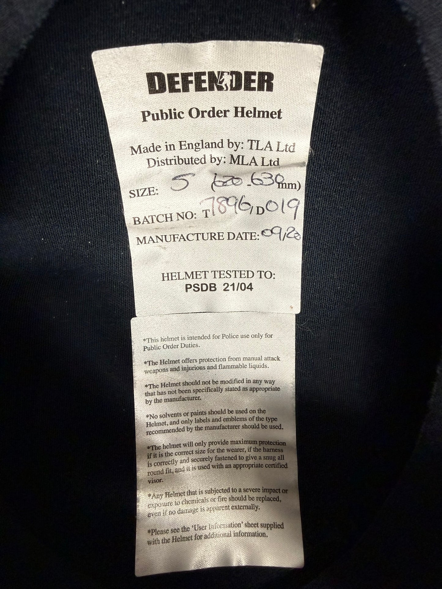 Ex Police Guardian Riot Helmet Fleece Bag & Hood TV Film Collectable Display