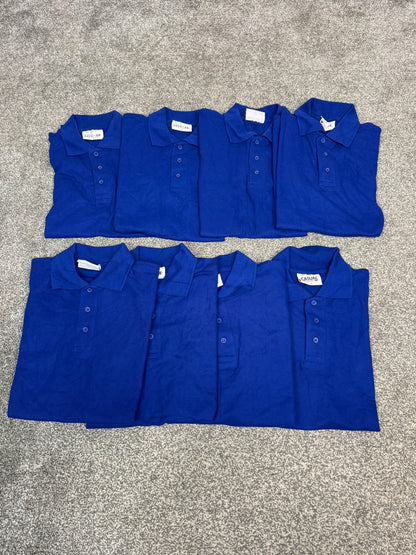 8x Royal Blue Polo Shirts T-Shirt Job Lot Bundle - SMALL