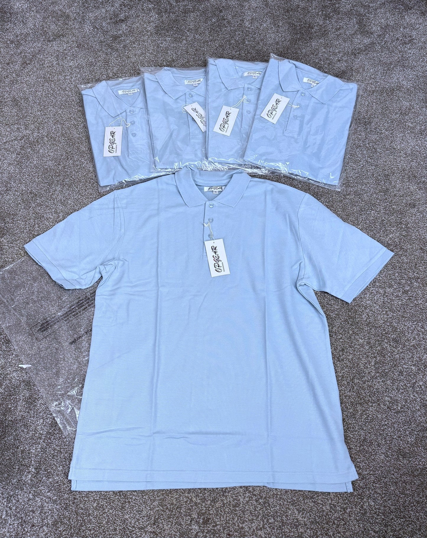 5x Op Gear Light Blue Polo Shirts T-Shirt Job Lot Bundle - X Large