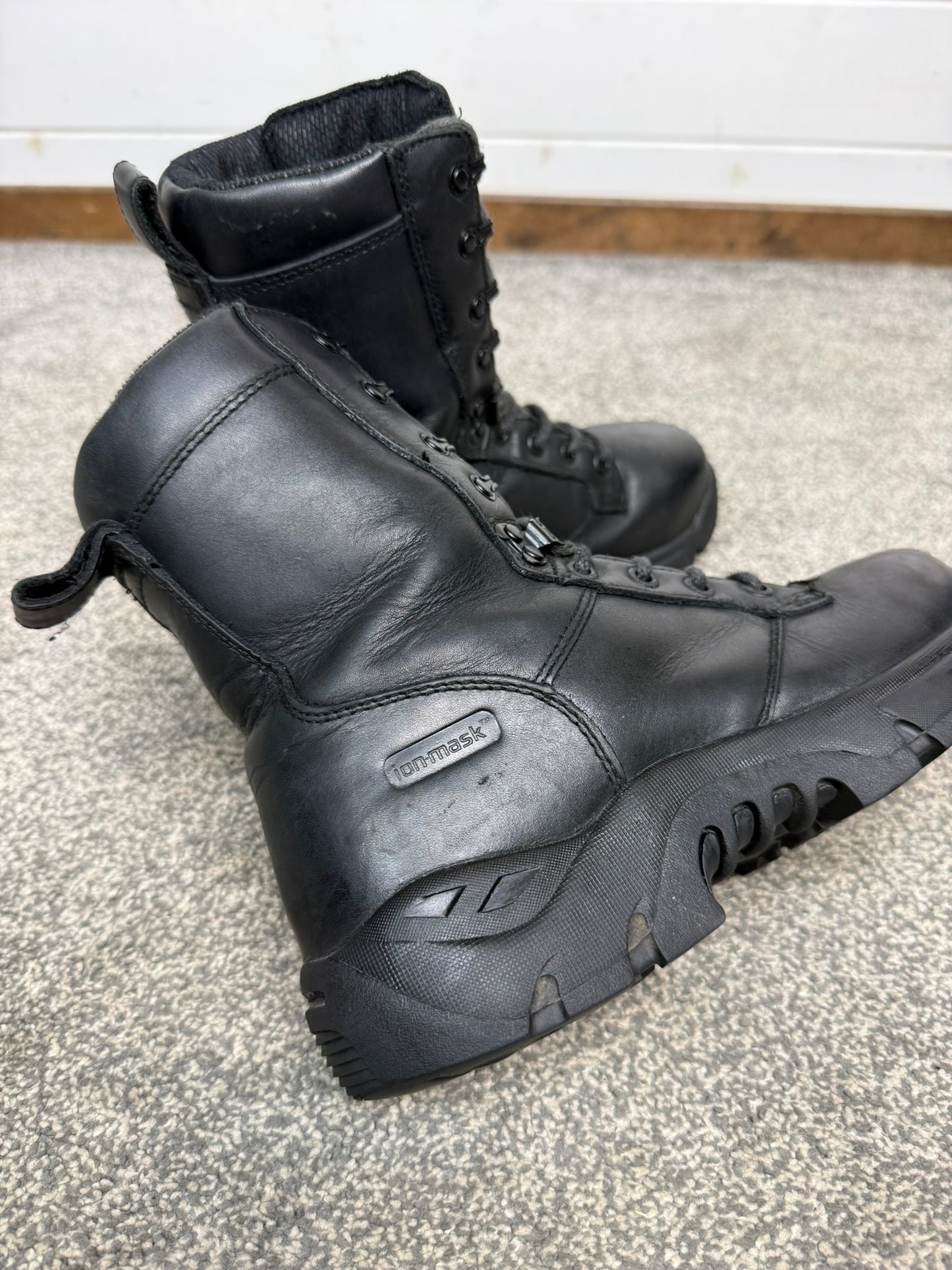 Ex Police Magnum Shield ST Combat Boots Black Leather UK 6 Security Work