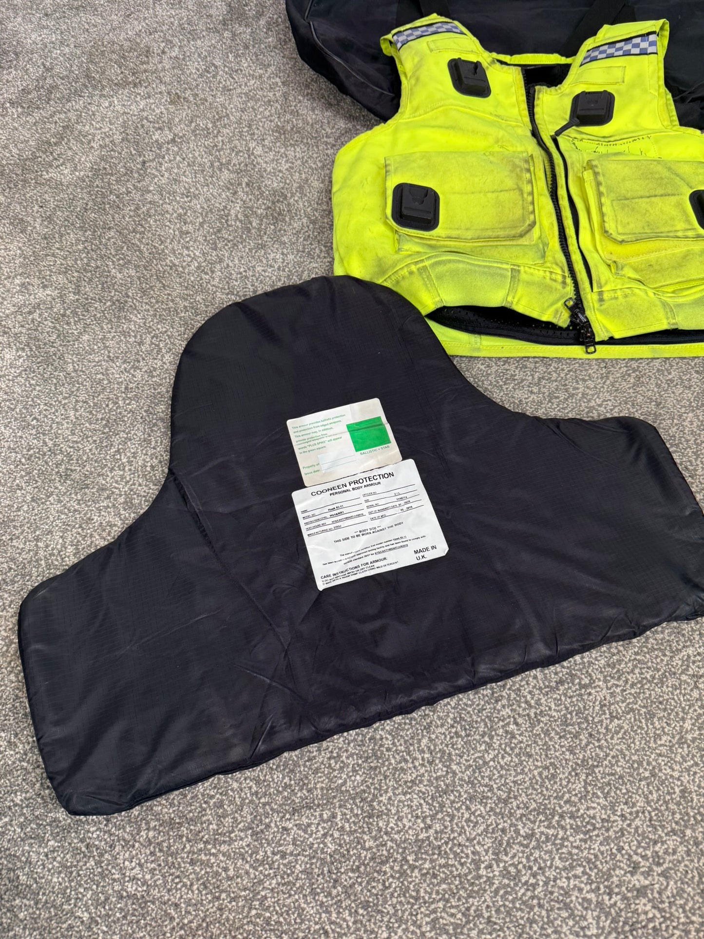 Ex Police Cooneen Hi-Vis Body Armour Security Vest Anti Stab & Ballistic HG1A & KR1