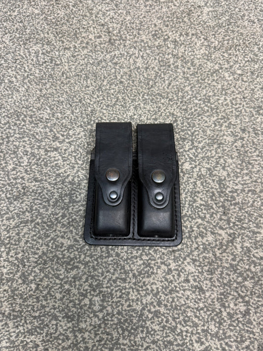 Ex Police PWL Leather Beretta 92F Double Mag Pouch Airsoft Display