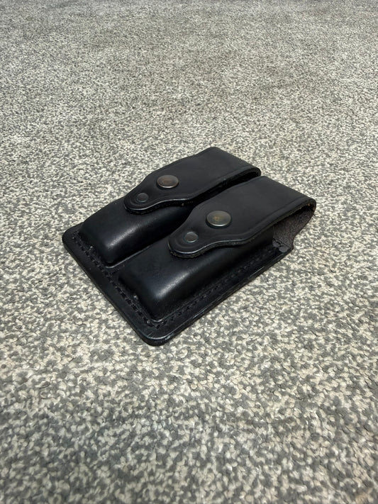 Ex Police PWL Leather Beretta 92F Double Mag Pouch Airsoft Display