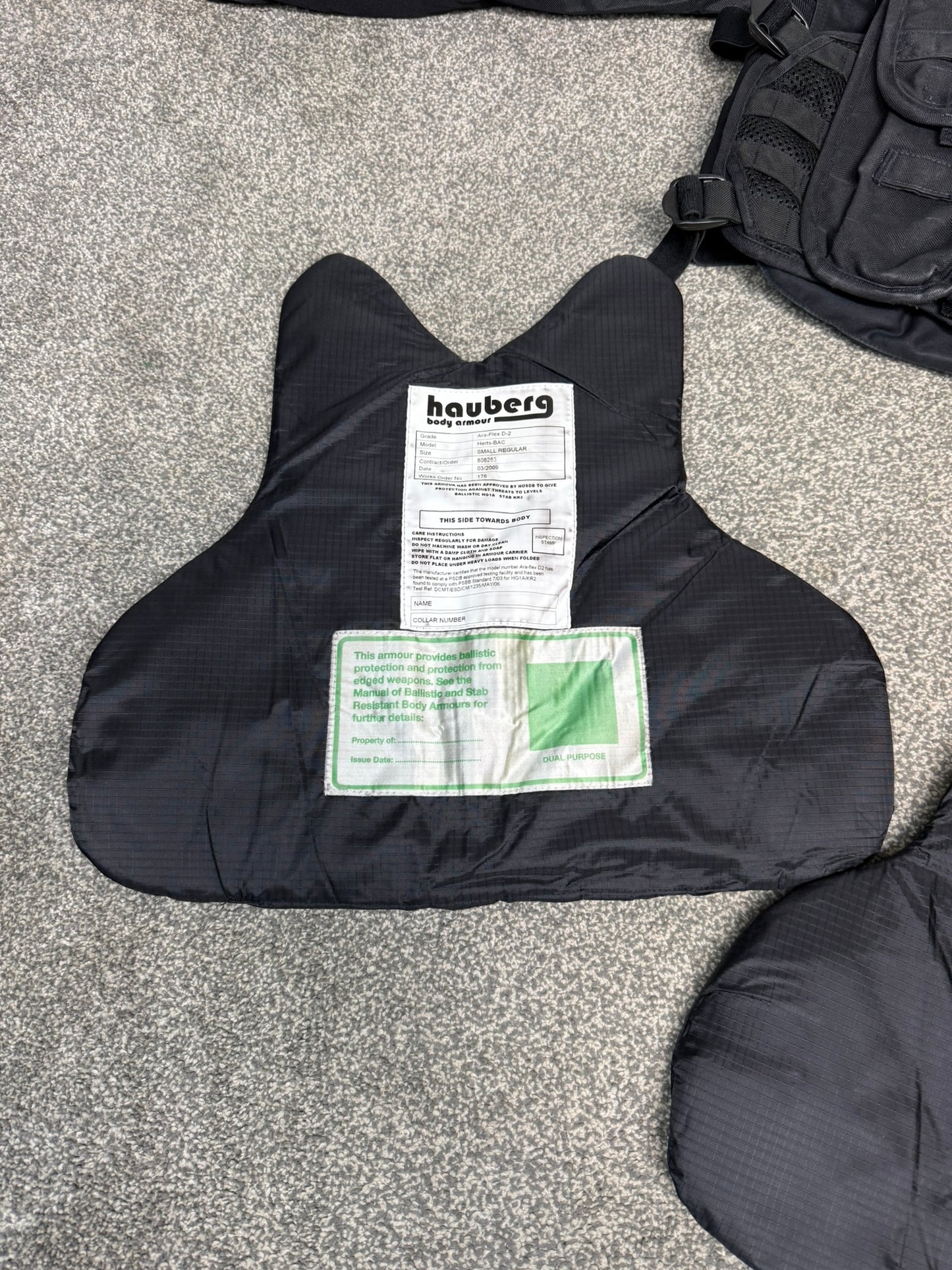 Ex Police Hauberg Molle Body Armour Stab Vest & Bag SMALL Anti Stab & Ballistic HG1A & KR2