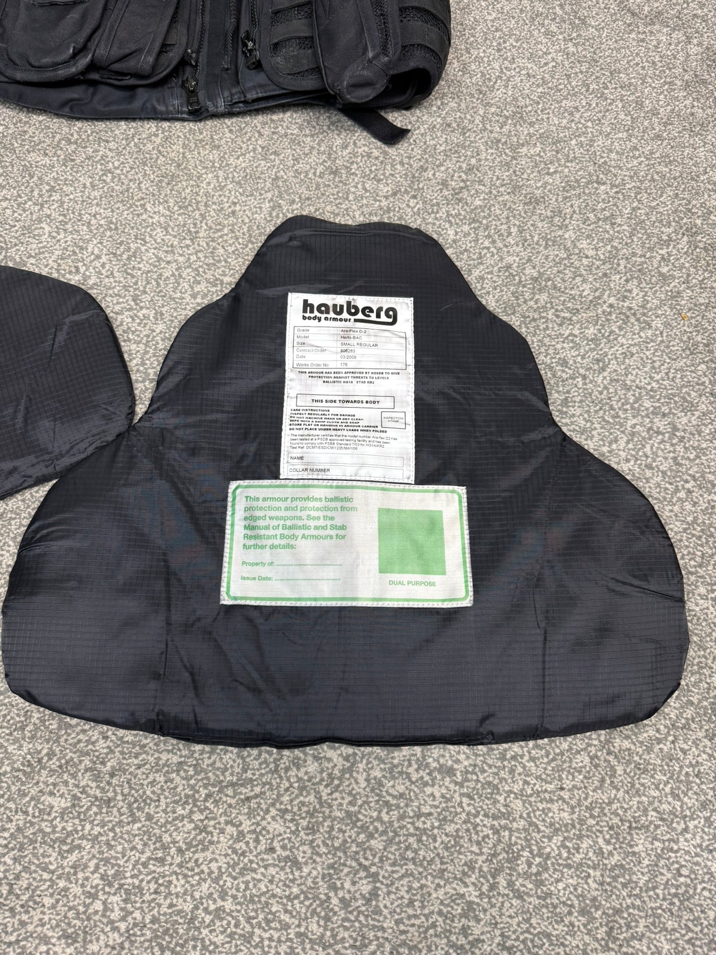 Ex Police Hauberg Molle Body Armour Stab Vest & Bag SMALL Anti Stab & Ballistic HG1A & KR2