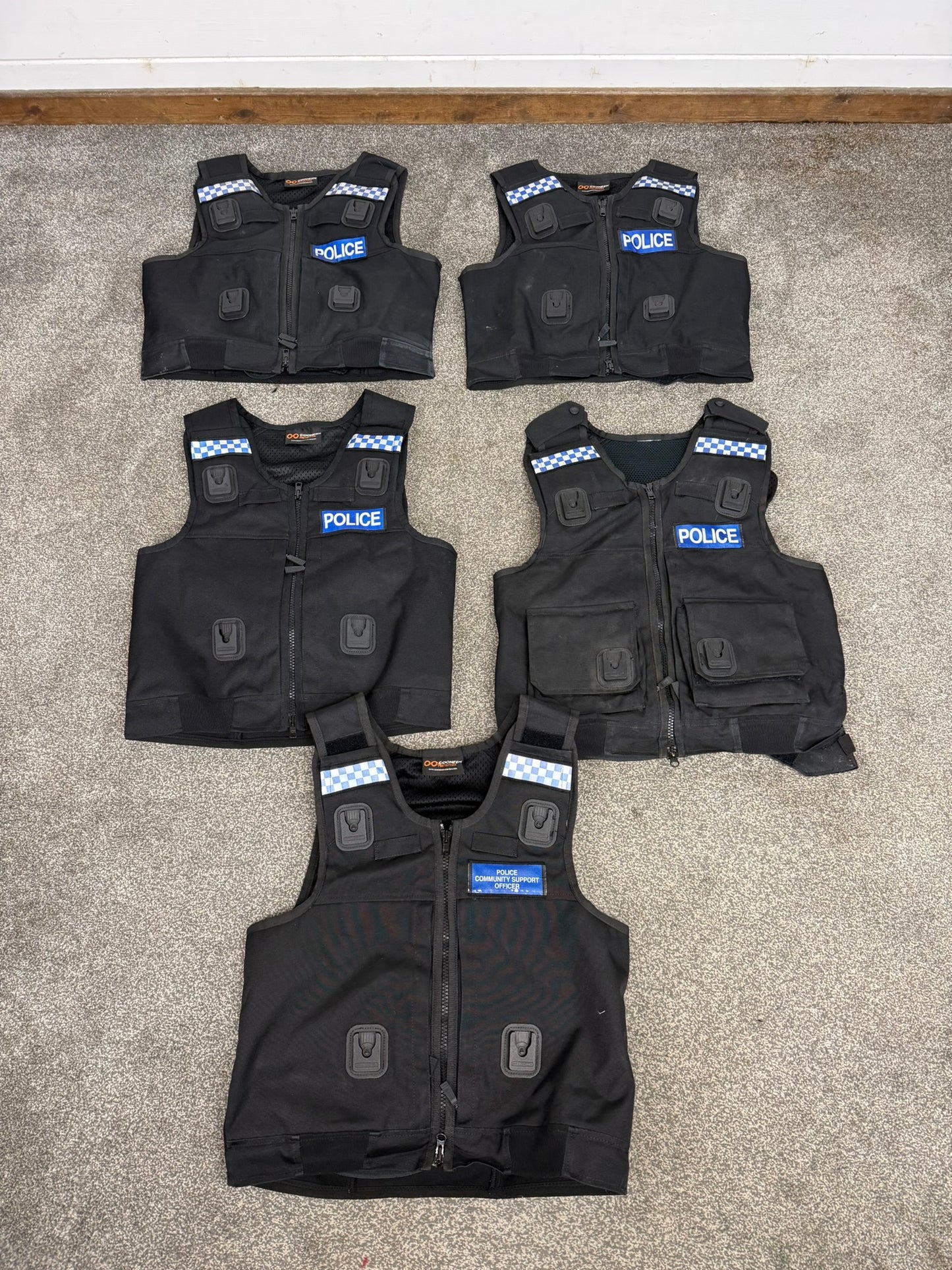 5x Ex Police Cooneen Body Armour Cover Job Lot Badged Security Film TV