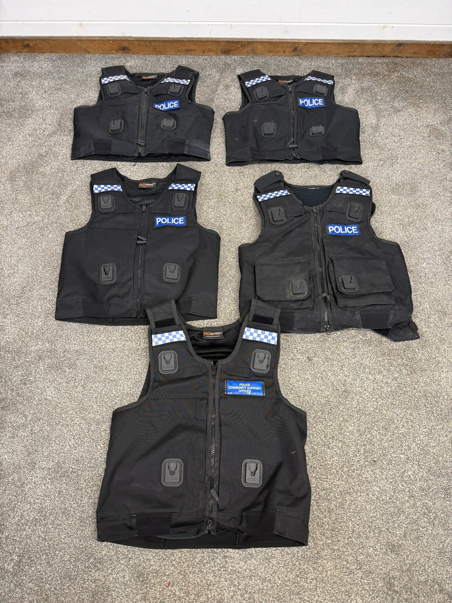 5x Ex Police Cooneen Body Armour Cover Job Lot Badged Security Film TV