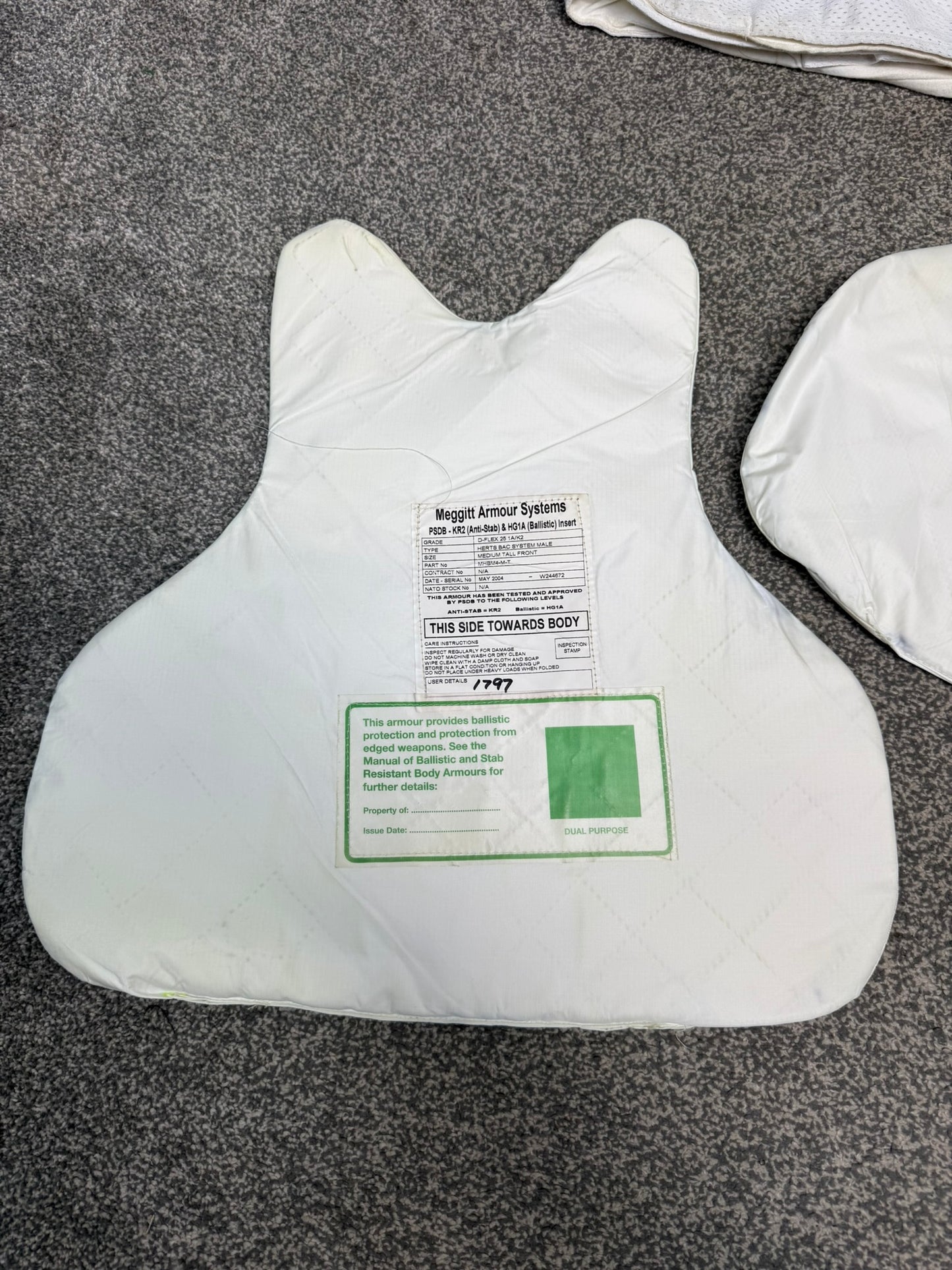 Ex Police Meggitt Covert Body Armour Stab Vest MEDIUM Anti Stab & Ballistic HG1A & KR2