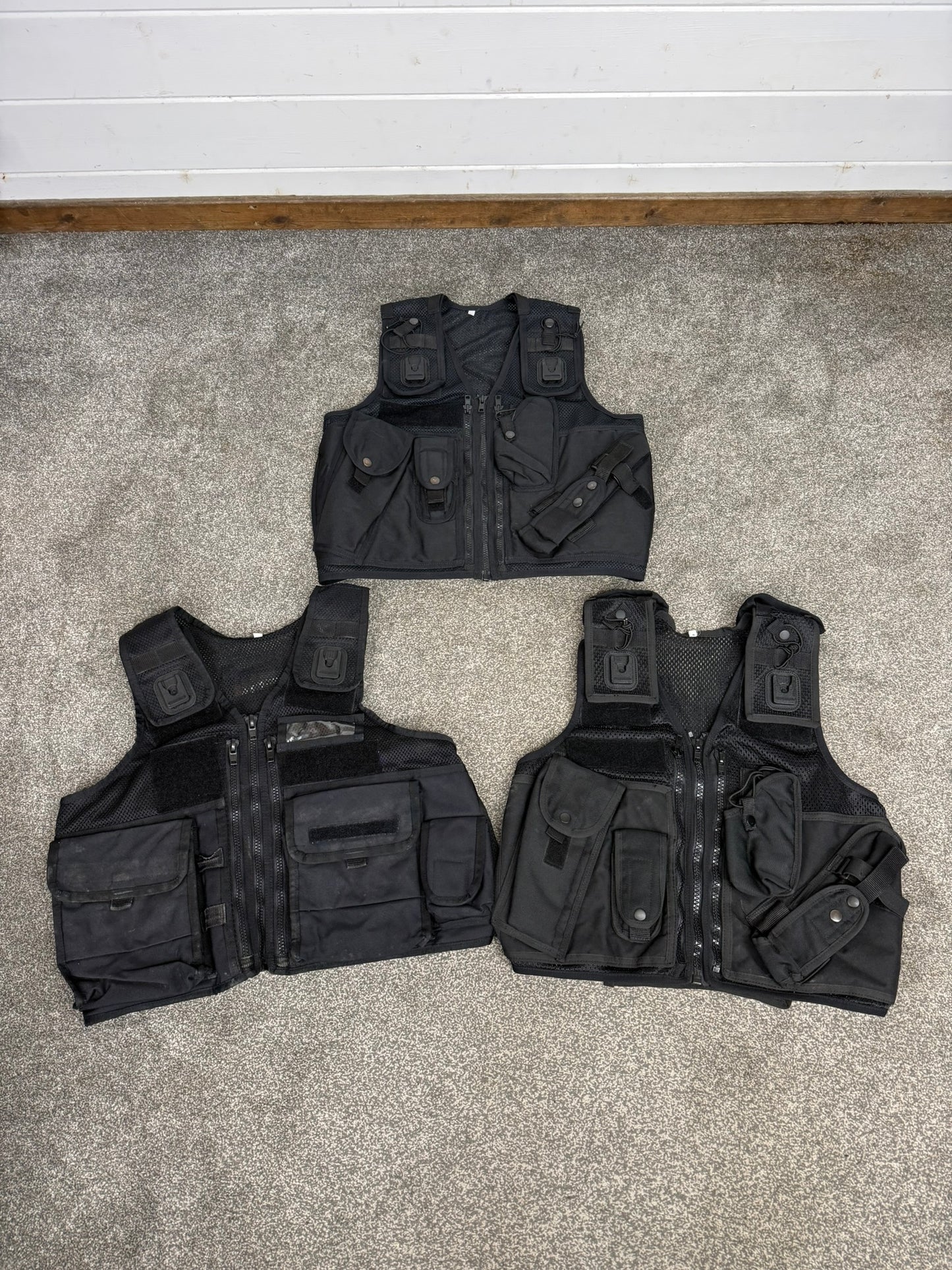 3x Ex Police Black Utility Tac Vest Job Lot SMALL Security Equipment Patrol Arktis Vest