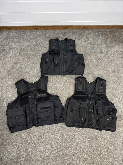 3x Ex Police Black Utility Tac Vest Job Lot SMALL Security Equipment Patrol Arktis Vest