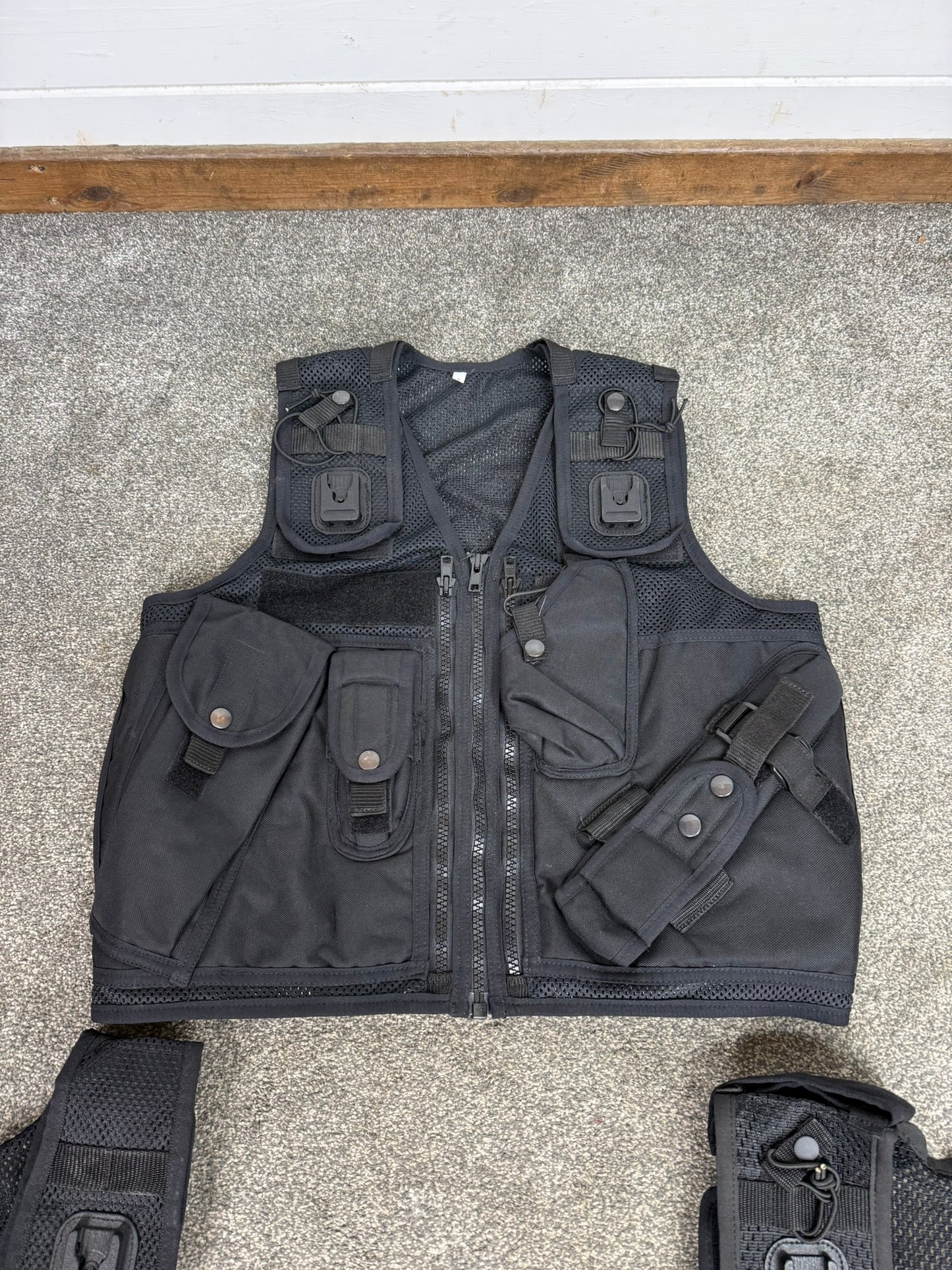 3x Ex Police Black Utility Tac Vest Job Lot SMALL Security Equipment Patrol Arktis Vest