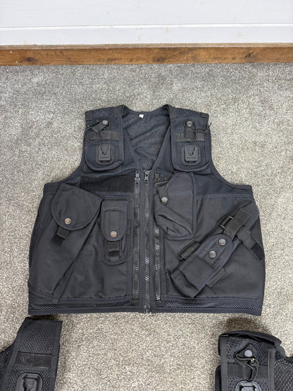3x Ex Police Black Utility Tac Vest Job Lot SMALL Security Equipment Patrol Arktis Vest