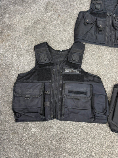3x Ex Police Black Utility Tac Vest Job Lot SMALL Security Equipment Patrol Arktis Vest
