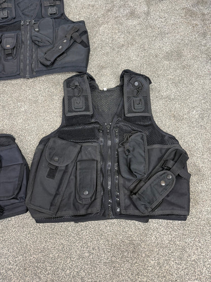 3x Ex Police Black Utility Tac Vest Job Lot SMALL Security Equipment Patrol Arktis Vest