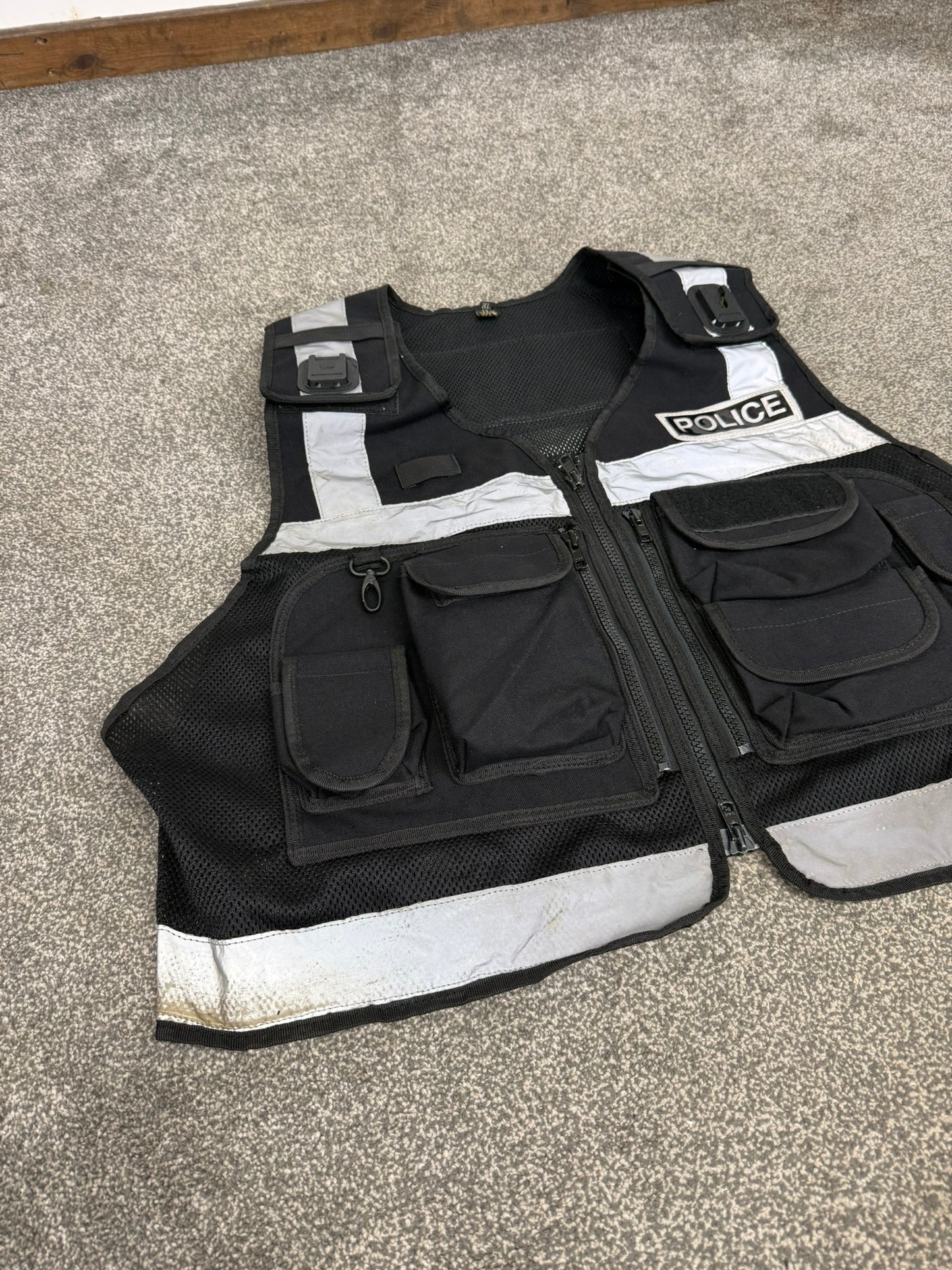 Ex Police Black Protec Utility Tac Vest Badged - TV Film Collector Display Security