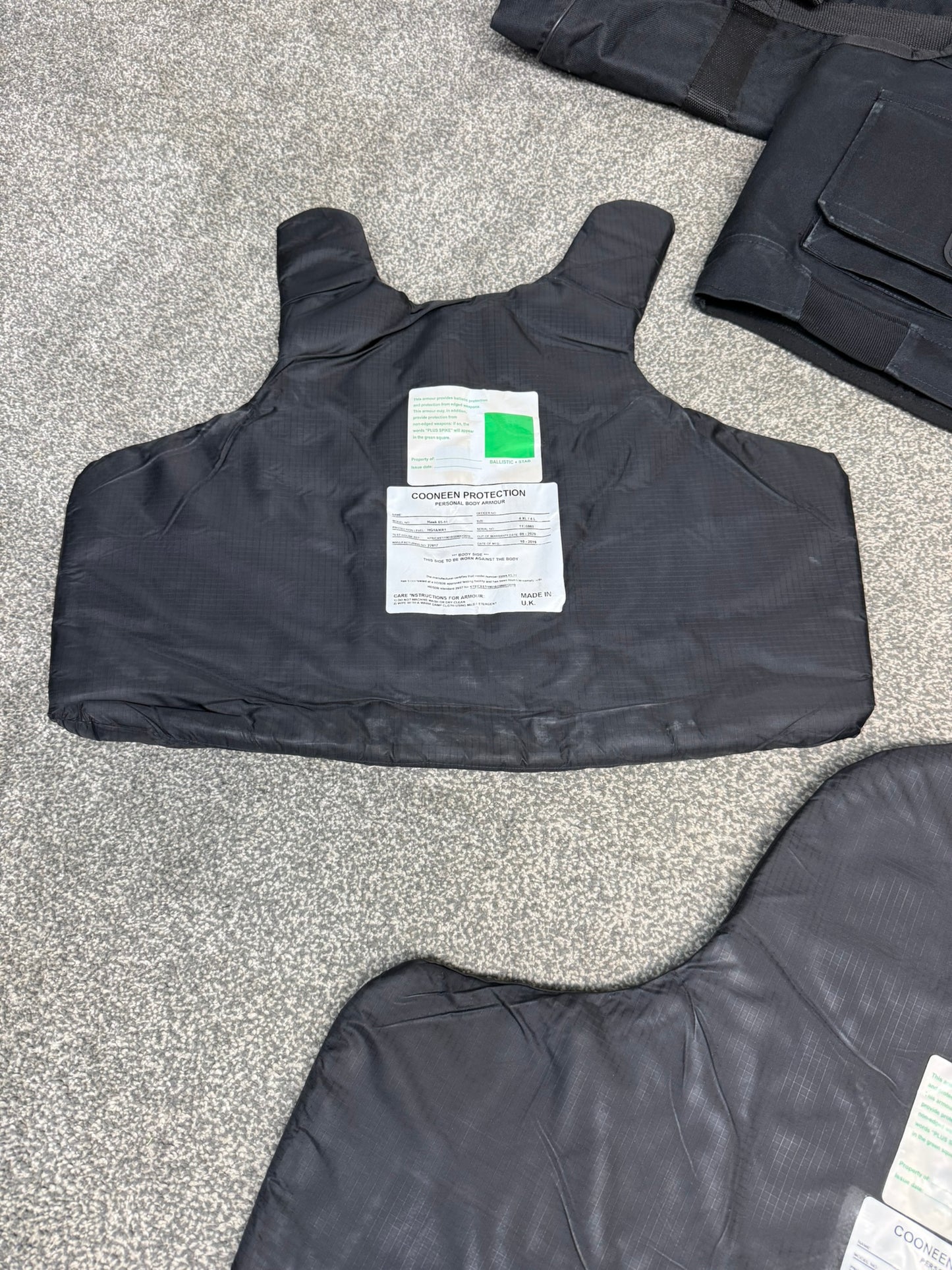 Ex Police Cooneen Body Armour Stab Vest + Bag LARGE Anti Stab & Ballistic HG1A & KR1