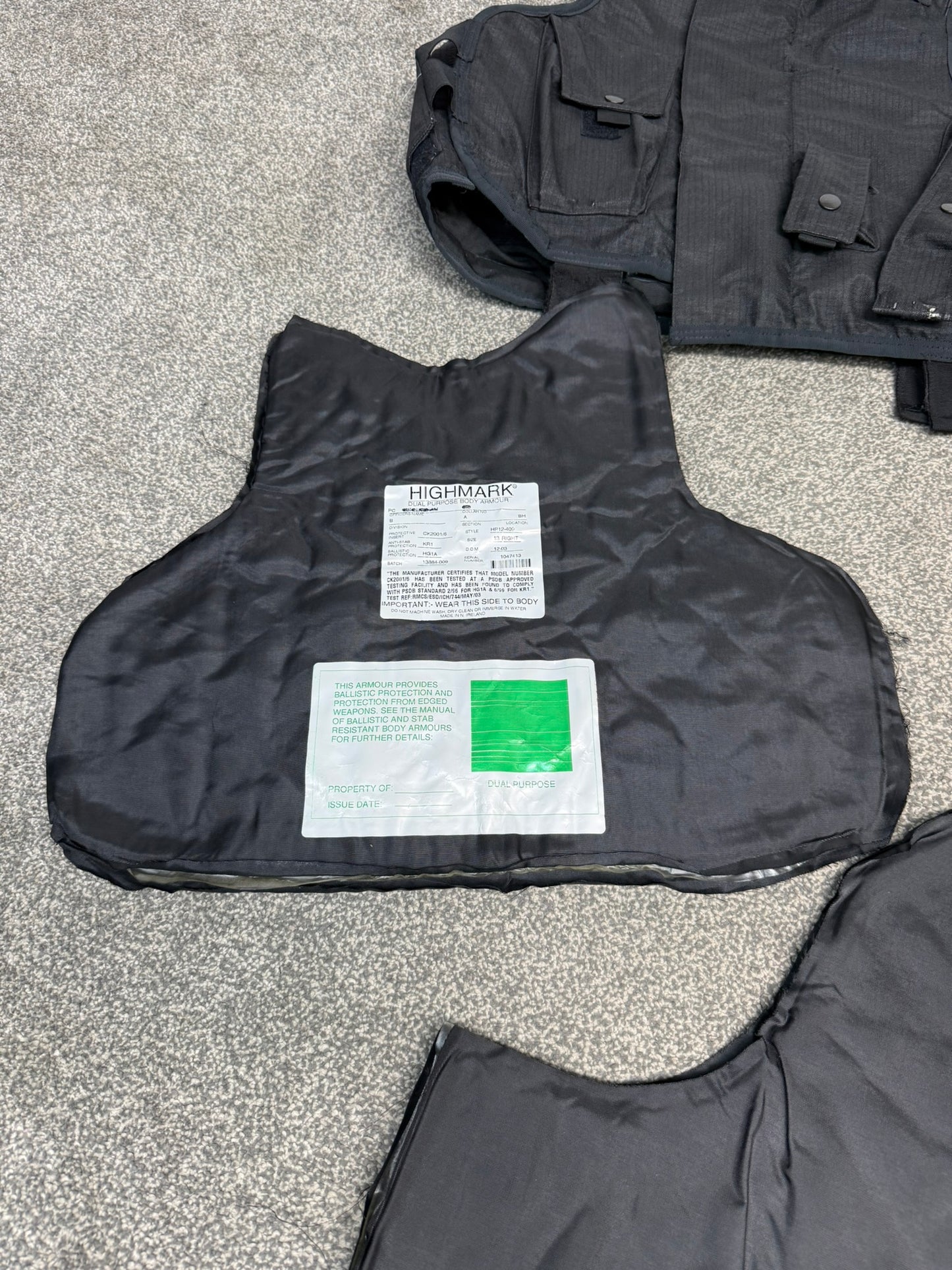 Ex Police Highmark Body Armour Stab Vest XL Anti Stab & Ballistic HG1A & KR1 Security
