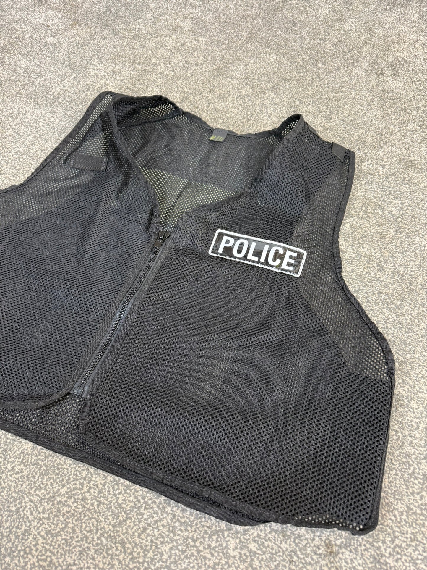 Ex Police Black Mesh Vest Tabard Badged TV Film Collector Display