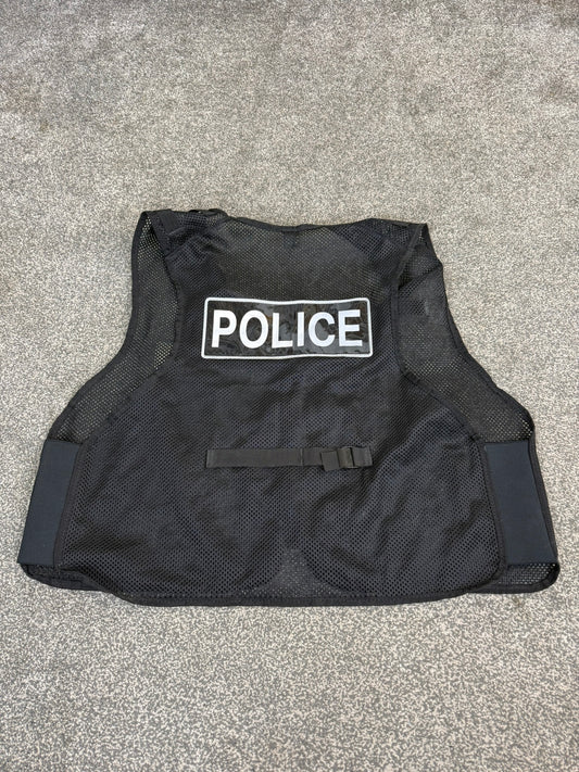 Ex Police Black Mesh Vest Tabard Badged TV Film Collector Display