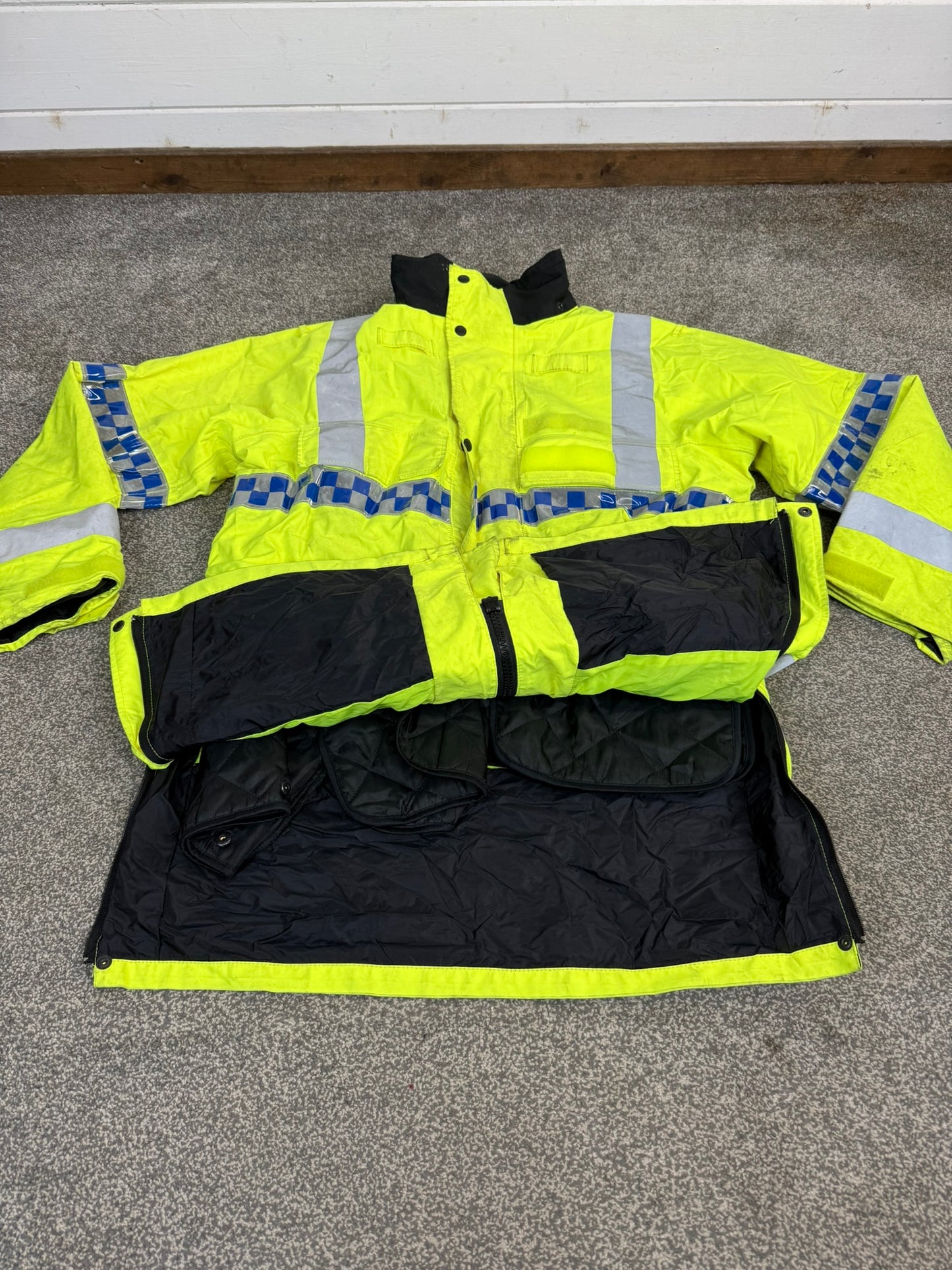 Ex Police Hi Vis Waterproof Coat Quilted Liner Horse Riding Dog Handler Security Work Jacket