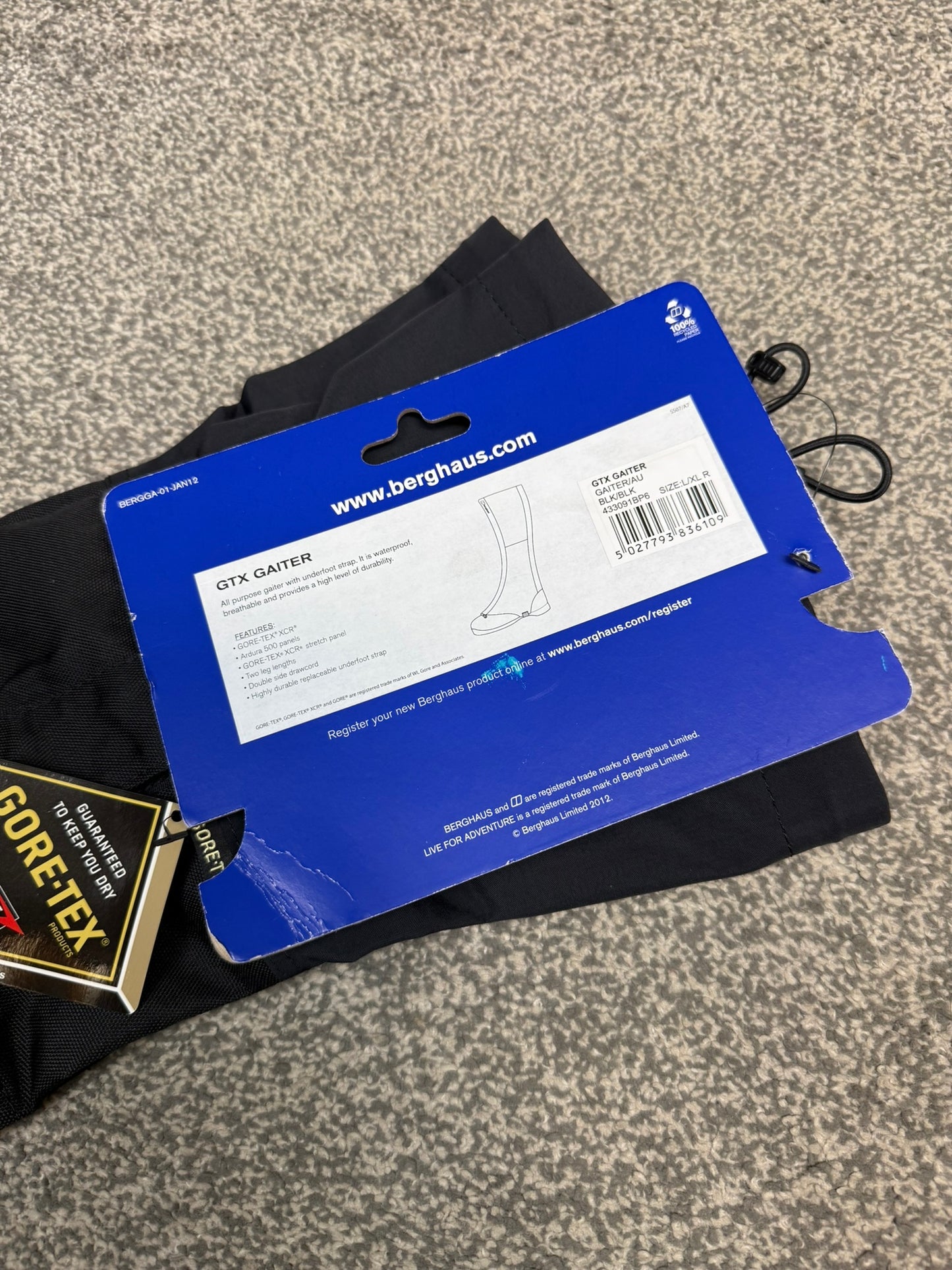Berghaus Gore-Tex GTX Boot Gaiters - Black - L/XL Regular