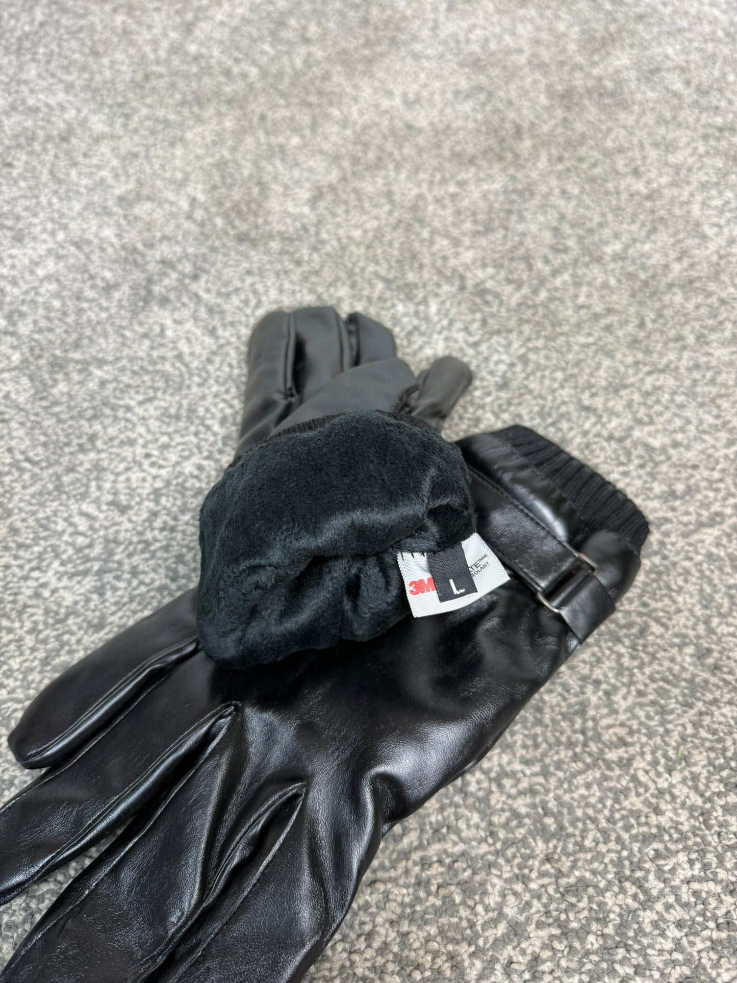 Ex Police 3M Thinsulate Black Leather Gloves VGC - LARGE Security Patrol Driving