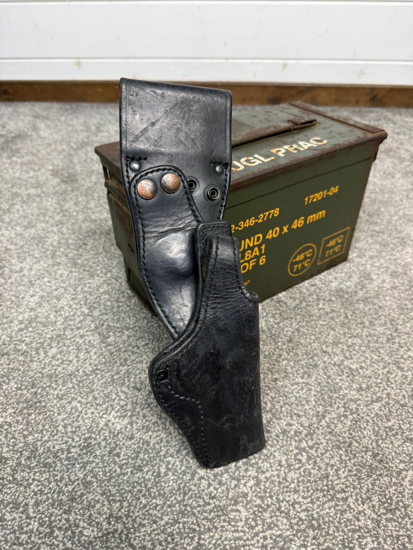 PWL L9A1 Browning Hi-Power 9mm Low Drop Leather Hip Holster