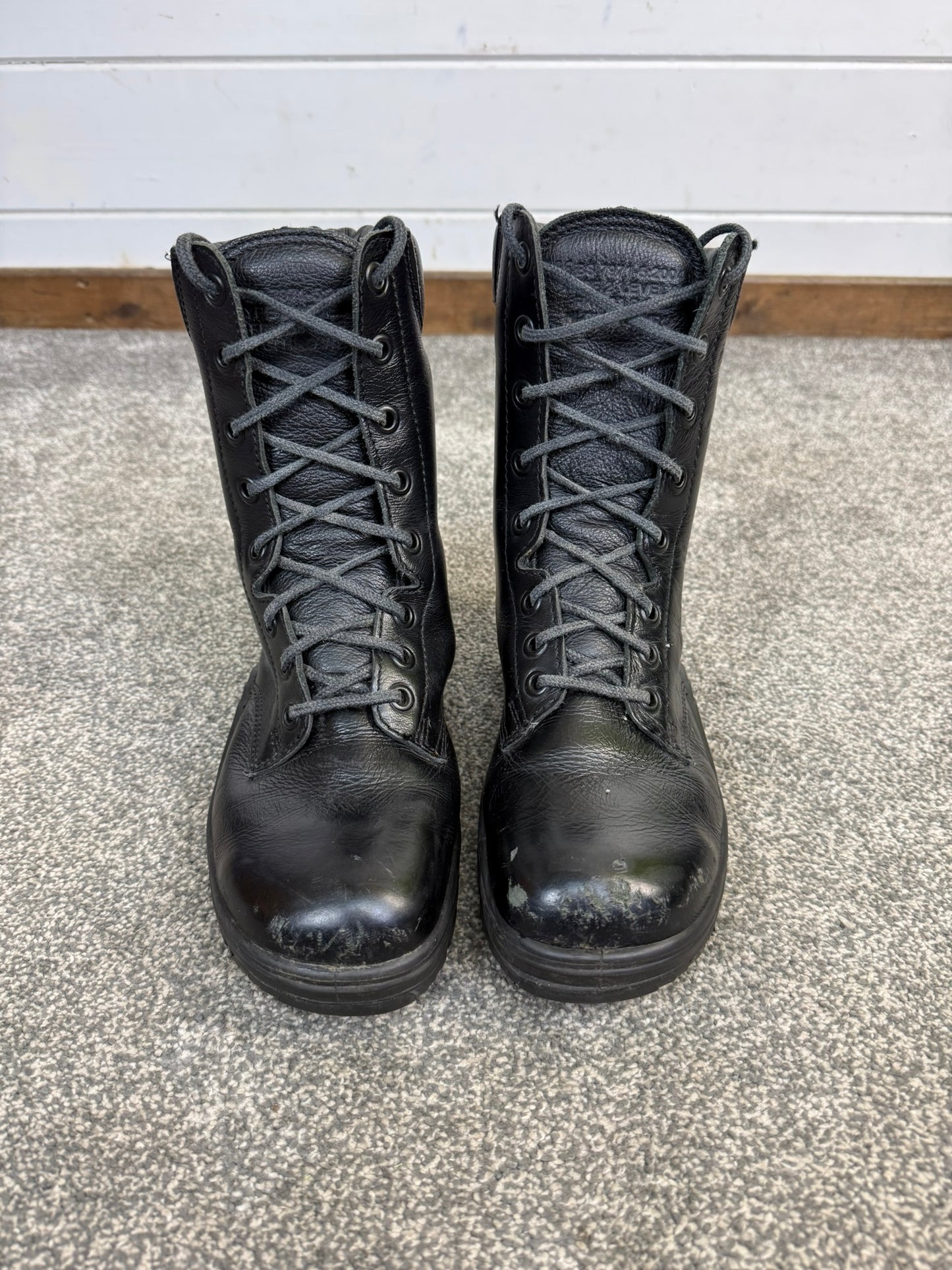 Ex Police Black Leather Boots Bata Industrials Safety Steel Toe UK 5