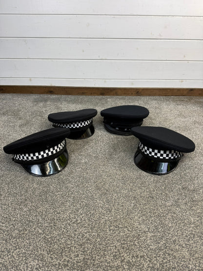 4x Ex Police Peak Cap Job Lot Theatre Headwear Uniform Film Prop Lot