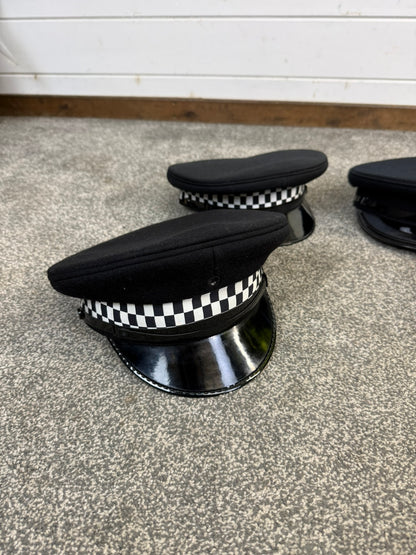 4x Ex Police Peak Cap Job Lot Theatre Headwear Uniform Film Prop Lot
