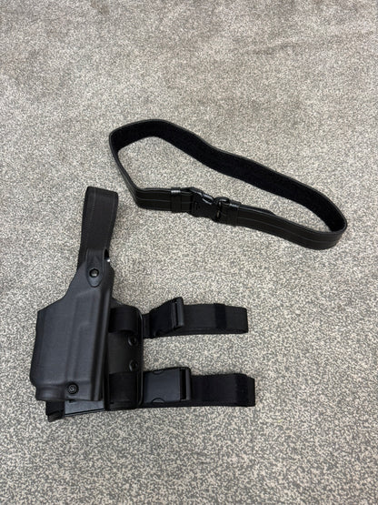 Ex Police Firearms Safariland Glock 17 Drop Leg Holster & Leather Belt Airsoft 6004-8310