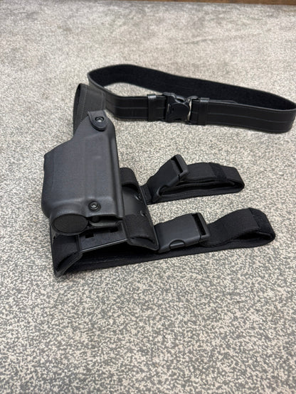 Ex Police Firearms Safariland Glock 17 Drop Leg Holster & Leather Belt Airsoft 6004-8310