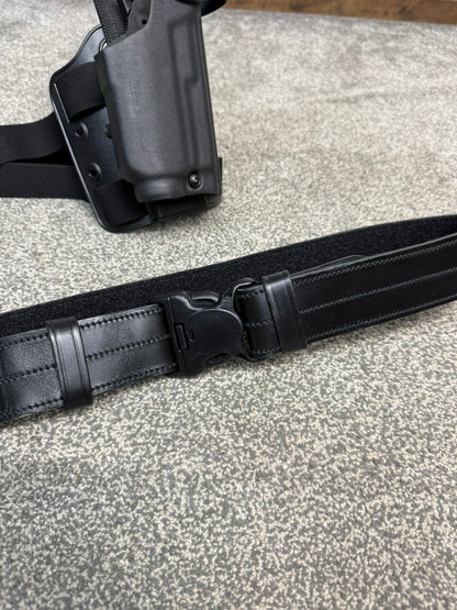 Ex Police Firearms Safariland Glock 17 Drop Leg Holster & Leather Belt Airsoft 6004-8310