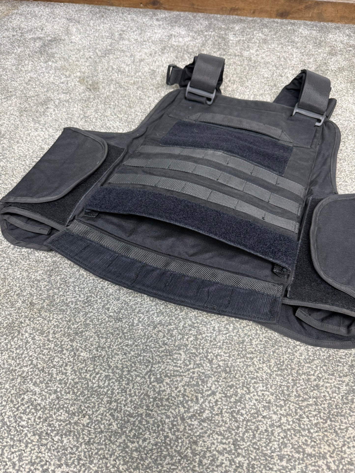 Ex Police MOLLE Body Armour Plate Carrier Vest COVER Black Security Patrol Airsoft - LARGE
