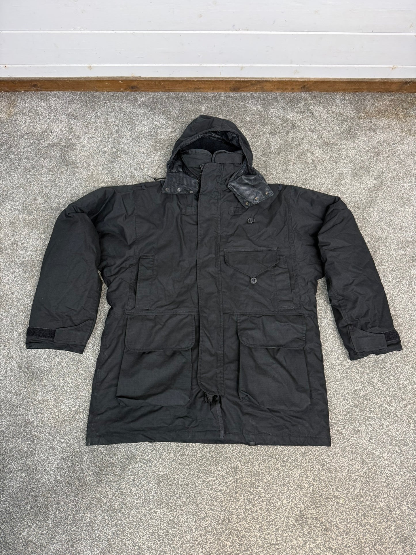 Ex Police Arktis Black Combat Smock Jacket With Liner LARGE Dog Handler Security - VGC