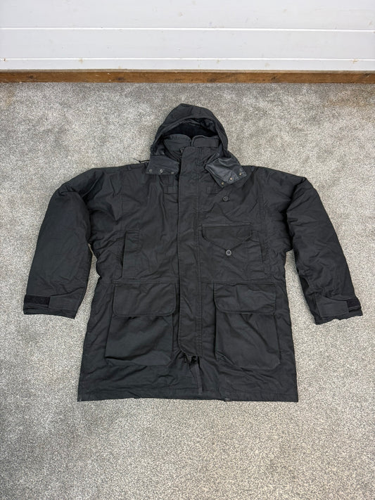 Ex Police Arktis Black Combat Smock Jacket With Liner LARGE Dog Handler Security - VGC