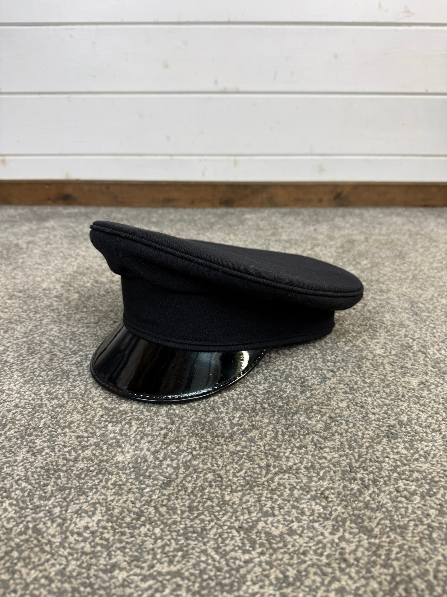 Ex Police Black Peak Cap Genuine Issue Chauffeur Fancy Dress Film Prop Collectible