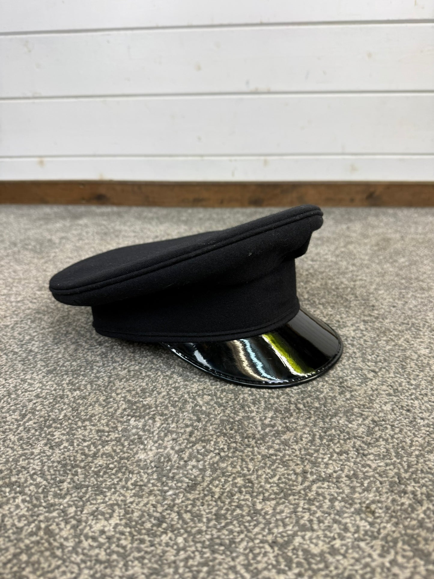 Ex Police Black Peak Cap Genuine Issue Chauffeur Fancy Dress Film Prop Collectible