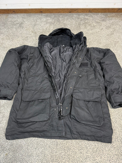 Ex Police Arktis Black Combat Smock Jacket With Liner LARGE Dog Handler Security - VGC