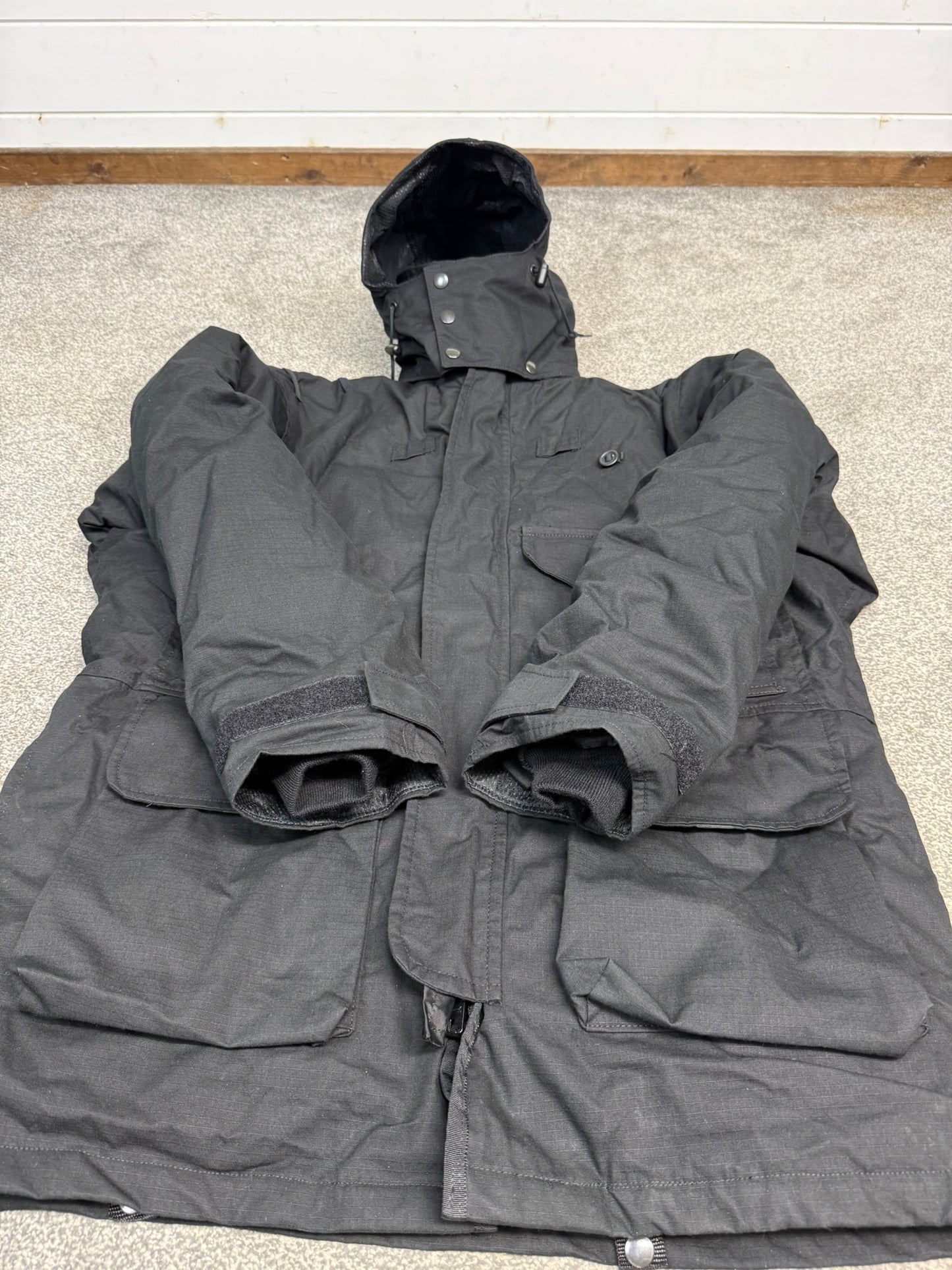 Ex Police Arktis Black Combat Smock Jacket With Liner LARGE Dog Handler Security - VGC