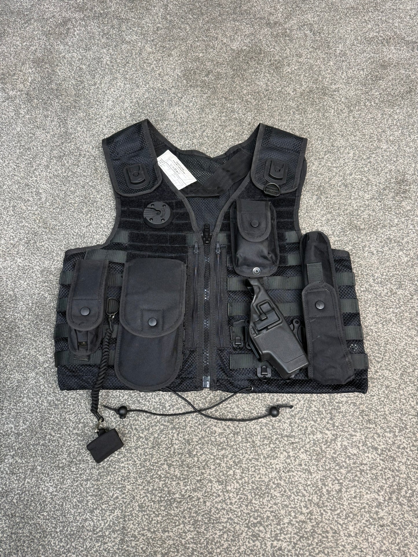 Ex Police Safariland Black Molle Vest Taser Holster & Pouches Tactical Security Vest - MEDIUM