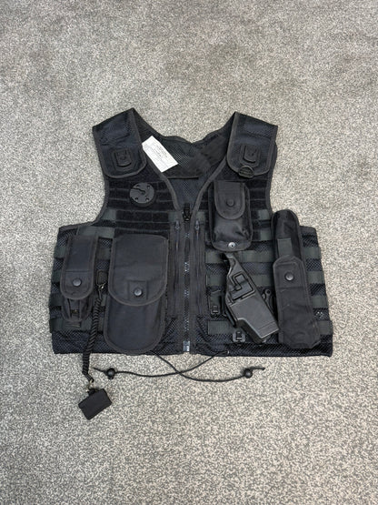 Ex Police Safariland Black Molle Vest Taser Holster & Pouches Tactical Security Vest - MEDIUM
