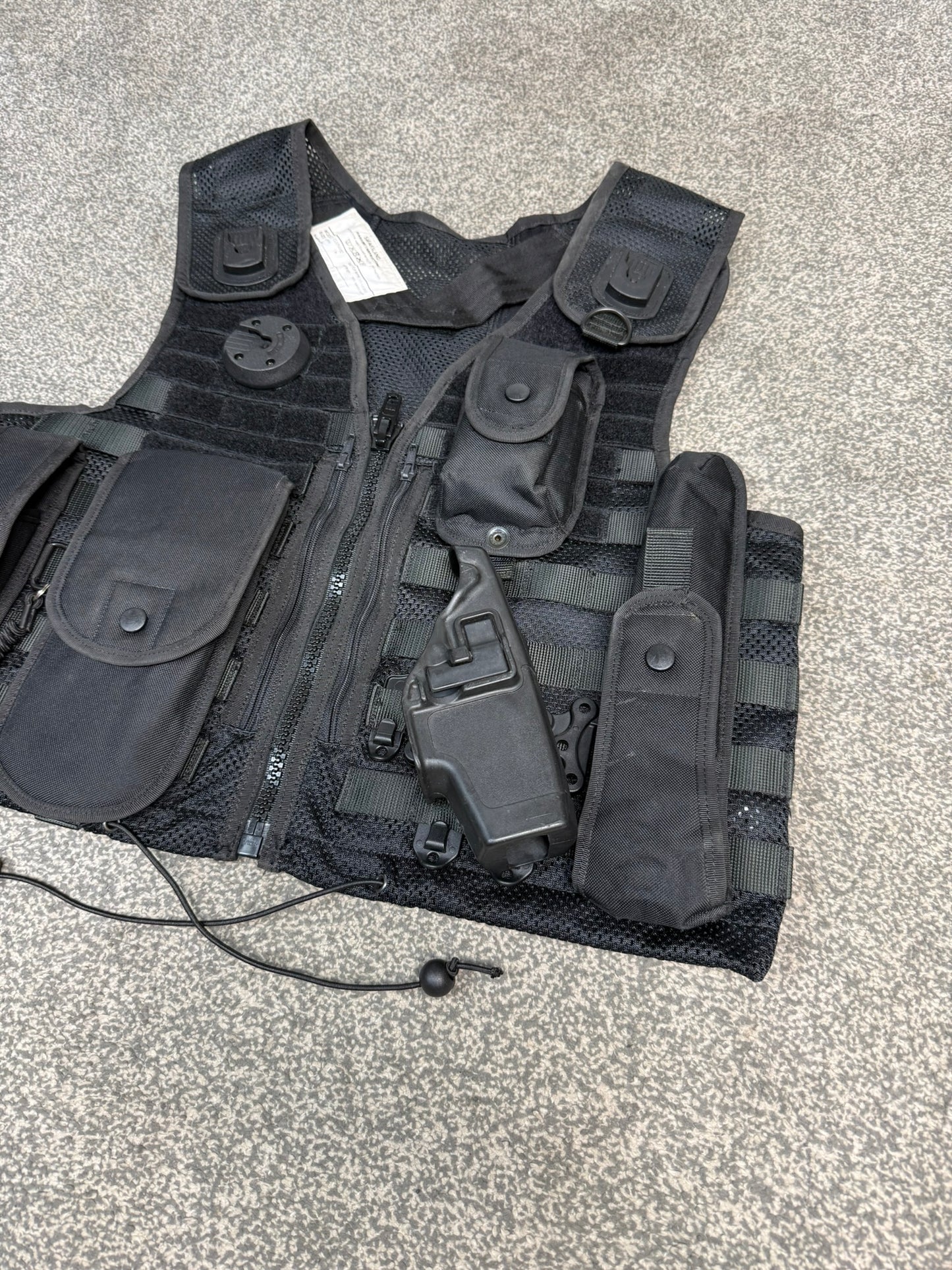 Ex Police Safariland Black Molle Vest Taser Holster & Pouches Tactical Security Vest - MEDIUM