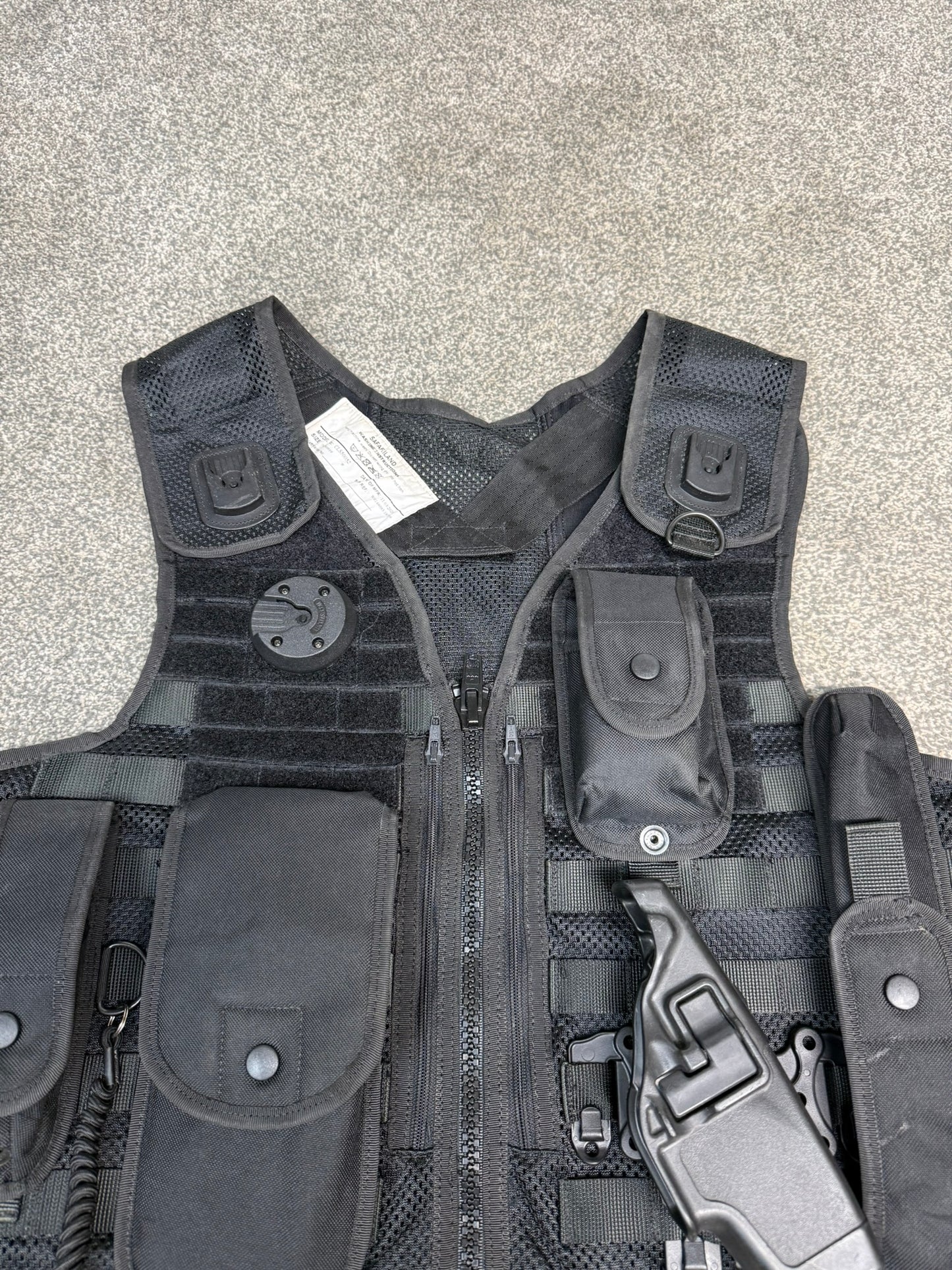 Ex Police Safariland Black Molle Vest Taser Holster & Pouches Tactical Security Vest - MEDIUM