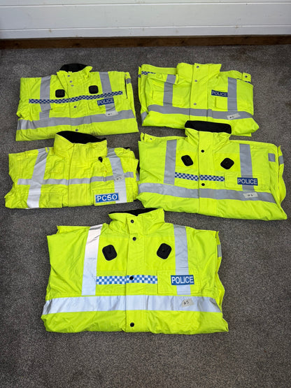 5x Ex Police Hi-Vis Waterproof Jacket Coat Job Lot BADGED Mixed Bundle