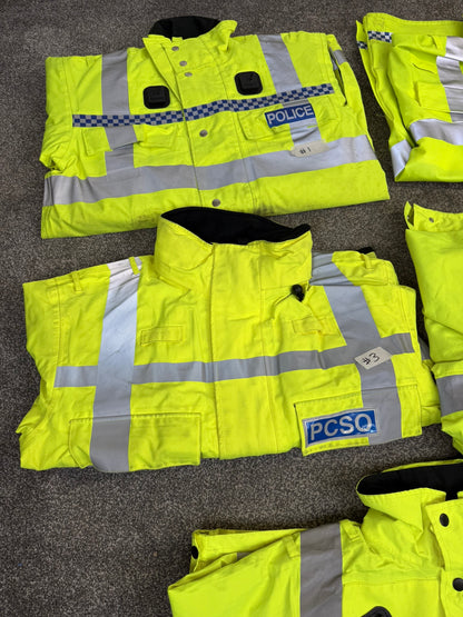 5x Ex Police Hi-Vis Waterproof Jacket Coat Job Lot BADGED Mixed Bundle