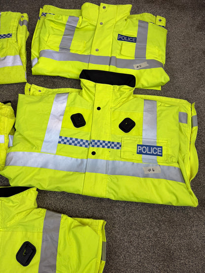 5x Ex Police Hi-Vis Waterproof Jacket Coat Job Lot BADGED Mixed Bundle