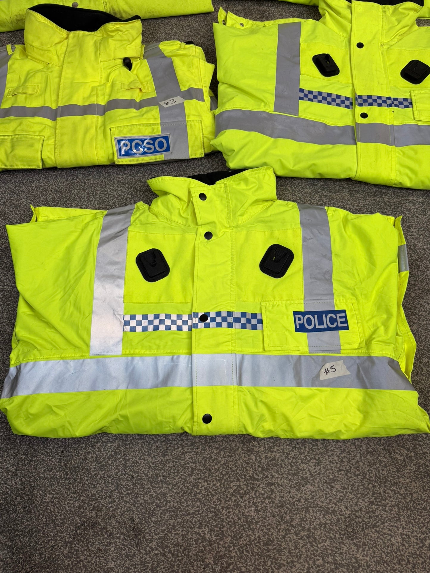 5x Ex Police Hi-Vis Waterproof Jacket Coat Job Lot BADGED Mixed Bundle